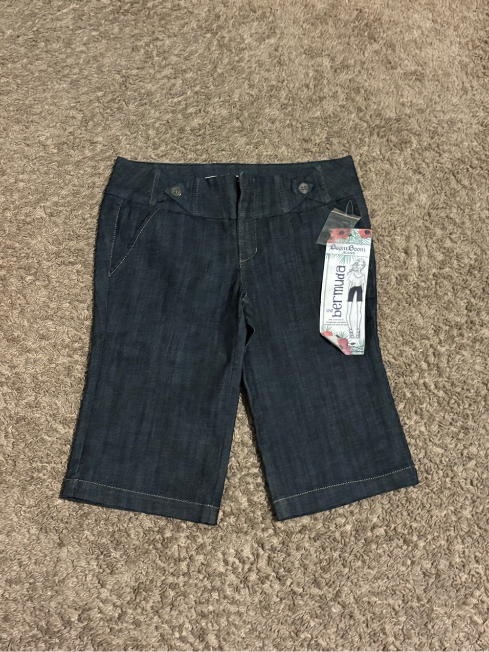 Boom Boom Jeans The Bermuda Dark Wash Denim Shorts Size 9
